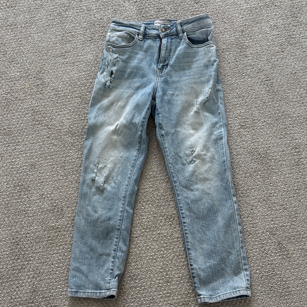 Studio Light Blue Distressed Straight Leg Women's Jeans